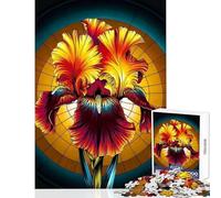 Teenagers 1000 Pieces Puzzle Stained Glass Masterpiece of Iris Practical Game Suitable for Couples Toy Wall Decor Birthday Present,Travel Gifts, (50X75cm)