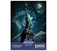 Teenagers 1000 Pieces Puzzle Statue of Liberty Painting Jigsaws for Adults Brain Teaser Game Difficult Hard Challenging To Complete 38x26cm/1000pcs