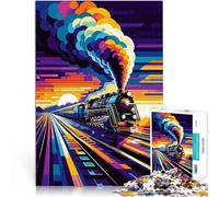 teenagers 1000 Pieces Puzzle steam train sunset wpap Schwierig und herausfordernd Tolle Geschenke und Spielzeuge75x50cm