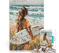 teenagers 1000 Pieces Puzzle Surfer Girl by the Sea Spielzeug für die ganze Familie Wunschliste mit dem Weihnachtsmann52x38cm