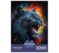 Teenagers 1000 Pieces Puzzle The Roar of The Black Cat Jigsaws for Adults Brain Teaser Game Difficult Hard Challenging To Complete 38x26cm/1000pcs