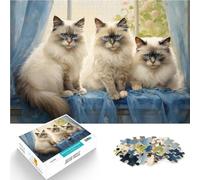 teenagers 1000 Pieces Puzzle Three Ragdoll cats Stressabbau Staycation Zeit totschlagen Geburtstagsgeschenk38x26cm