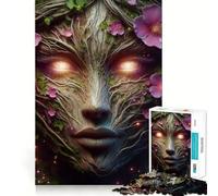 Teenagers 1000 Pieces Puzzle Tree Spirit Face Fine Cut Art Focus Training Fun Quiet Time Game Christmas Fun Gift(38x26cm)