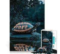 Teenagers 1000 Pieces Puzzle Turtle with Runes Fine Cut Art Focus Training Fun Quiet Time Game Christmas Fun Gift (50x75cm)