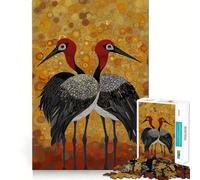 Teenagers 1000 Pieces Puzzle Two Cranes on Golden Background Fine Cut Art Focus Training Fun Quiet Time Game Christmas Fun Gift(38x26cm)