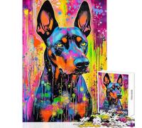 Teenagers 1000 Pieces Puzzle Vibrant Doberman Art Adult Jigsaw Puzzle Brain Teaser Game But Fun And Humorous Challenging To Complete (Size 38x26cm)