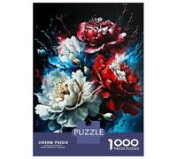 Teenagers 1000 Pieces Puzzle Watercolor Flowers Paint Adult Puzzles Brain Teaser Game Pattern Assembly Gifts for Friends And Family 52x38cm/1000pcs