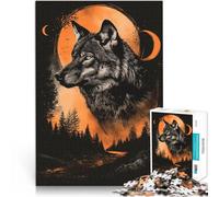teenagers 1000 Pieces Puzzle Wolf Howling at the Moon pädagogische Herausforderung mit passendem Poster und Quizblatt52x38cm