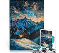 teenagers 2000 Piece Jigsaw Puzzle Cabin in the Mountains during Fireworks Painting DIY-Spielzeug tolles Geschenk70x100cm