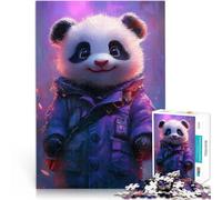 teenagers 2000 Piece Jigsaw Puzzle Cute Panda in Purple Coat Familienaktivität Verbessern Sie das Gedächtnis70x100cm