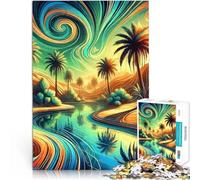 teenagers 2000 Piece Jigsaw Puzzle Desert Oasis Palm Lake Sky Familienaktivität Heimdekoration Spielzeug70x100cm