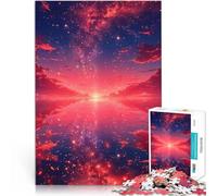 teenagers 2000 Piece Jigsaw Puzzle Red Reflections Starry Sky Hands-on-Spiel mit passendem Poster und Quizblatt70x100cm
