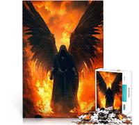 teenagers 2000 Pieces Puzzle Dark Angel in Flames Vector Art Lernspielzeug Jedes Stück ist einzigartig Anspruchsvolles Familienspiel70x100cm