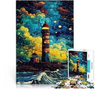 teenagers 2000 Pieces Puzzle starry night lighthouse Pädagogisches Familienspiel Einzigartige Wohndekoration und Geschenke70x100cm