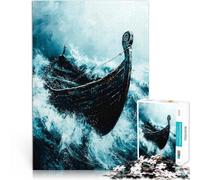 teenagers 2000 Pieces Puzzle Viking Boat in the Storm Stress Reliever Difficult Challenge 70x100cm Great gifts and toys for Age 14 Years Up
