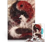 teenagers 2000 Pieces Puzzle White Fox and Yin Yang Handgeschwindigkeitswettbewerb Einzigartige Wohndekoration und Geschenke70x100cm