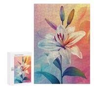 Teenagers 300 PCS Jigsaw Puzzle Colorful Lily Flower Art Jigsaw Puzzles for Adults Staycation Kill Time Parent-child Interaction Family Fun & Game Night 300 PCS