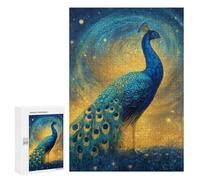 Teenagers 300 PCS Jigsaw Puzzle Magical Peacock in Starry Sky Jigsaw Puzzles for Adults Staycation Kill Time Parent-child Interaction Family Fun & Game Night 300 PCS