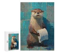 Teenagers 300 PCS Jigsaw Puzzle Otter Holding Toilet Paper-2 Jigsaw Puzzles for Adults Staycation Kill Time Parent-child Interaction Family Fun & Game Night 300 PCS