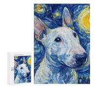 Teenagers 300 PCS Jigsaw Puzzle Starry Night Bull Terrier -5 Jigsaw Puzzles for Adults Staycation Kill Time Parent-child Interaction Family Fun & Game Night 300 PCS
