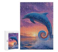 Teenagers 300 PCS Jigsaw Puzzle Whale-Tailed Sunset Ocean Wave Jigsaw Puzzles for Adults Staycation Kill Time Parent-child Interaction Family Fun & Game Night 300 PCS