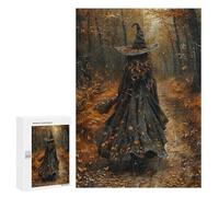 Teenagers 300 PCS Jigsaw Puzzle Witch in Autumn Forest -4 Jigsaw Puzzles for Adults Staycation Kill Time Parent-child Interaction Family Fun & Game Night 300 PCS