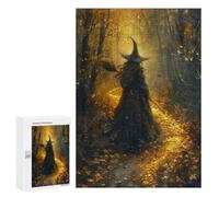 Teenagers 300 PCS Jigsaw Puzzle Witch in Autumn Forest-7 Jigsaw Puzzles for Adults Staycation Kill Time Parent-child Interaction Family Fun & Game Night 300 PCS