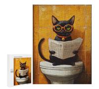 Teenagers 500 PCS Jigsaw Puzzle Black Cat Reading Newspaper Jigsaw Puzzles for Adults Staycation Kill Time Parent-child Interaction Family Fun & Game Night 500 PCS