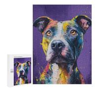 Teenagers 500 PCS Jigsaw Puzzle Colorful Pit Bull Painting Jigsaw Puzzles for Adults Staycation Kill Time Parent-child Interaction Family Fun & Game Night 500 PCS