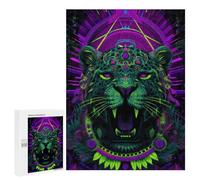 Teenagers 500 PCS Jigsaw Puzzle Neon Tiger Art Print Jigsaw Puzzles for Adults Staycation Kill Time Parent-child Interaction Family Fun & Game Night 500 PCS