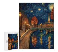 Teenagers 500 PCS Jigsaw Puzzle Parisian Night Canal Scene Jigsaw Puzzles for Adults Staycation Kill Time Parent-child Interaction Family Fun & Game Night 500 PCS