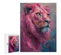 Teenagers 500 PCS Jigsaw Puzzle Pink Lion Art Print-5 Jigsaw Puzzles for Adults Staycation Kill Time Parent-child Interaction Family Fun & Game Night 500 PCS