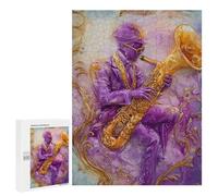 Teenagers 500 PCS Jigsaw Puzzle Purple Jazz Musician Painting Jigsaw Puzzles for Adults Staycation Kill Time Parent-child Interaction Family Fun & Game Night 500 PCS