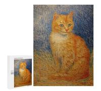 Teenagers 500 PCS Jigsaw Puzzle Vincent Van Gogh's Cat Painting Jigsaw Puzzles for Adults Staycation Kill Time Parent-child Interaction Family Fun & Game Night 500 PCS