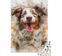 Teenagers Jigsaw Puzzle Australian Shepherd 500 Piece Jigsaw Puzzles Wooden Jigsaw Puzzles for Adults& Teens Age 18 Years Up Best Gift for Adults And 500pcs (52x38cm)