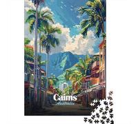 Teenagers Jigsaw Puzzle Cairns Australia Travel Poster 500 Piece Jigsaw Puzzles Wooden Jigsaw Puzzle for Adults Educational Games 500pcs (52x38cm)