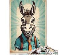 Teenagers Jigsaw Puzzle Cheerful Donkey in A Suit 500 Piece Jigsaw Puzzles Wooden Jigsaw Puzzle for Adults Educational Games 500pcs (52x38cm)