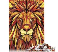 Teenagers Jigsaw Puzzle Geometric Lion Vector Portrait in Vibrant Colors 1000 Piece Jigsaw Puzzles Wooden Jigsaw Puzzle for Adults Educational Games 1000pcs (75x50cm)