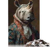 Teenagers Jigsaw Puzzle Majestic White Rhinoceros 500 Piece Jigsaw Puzzles Wooden Jigsaw Puzzle for Adults Educational Games 500pcs (52x38cm)