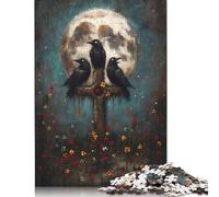 Teenagers Jigsaw Puzzle Three Ravens on Cross with Moon 1000 Piece Jigsaw Puzzles Wooden Jigsaw Puzzle for Adults Educational Games 1000pcs (75x50cm)