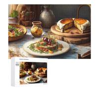 Teenagers Jigsaw Puzzles 1000 PCS A Festive Table Setting with Gourmet Dishes Puzzles for Adults Hands-on Game Hand Speed Race Educational Challenge 1000 PCS