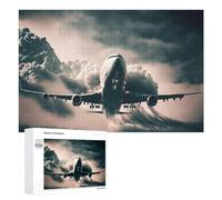 Teenagers Jigsaw Puzzles 1000 PCS Airplane Flying Through Stormy Skies Puzzles for Adults Hands-on Game Hand Speed Race Educational Challenge 1000 PCS
