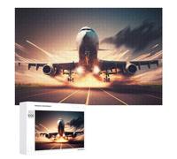 Teenagers Jigsaw Puzzles 1000 PCS Airplane Launching with Flames Puzzles for Adults Hands-on Game Hand Speed Race Educational Challenge 1000 PCS