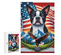 Teenagers Jigsaw Puzzles 1000 PCS American Spirit Patriotic Artwork with Eagle And Flags Puzzles for Adults Hands-on Game Hand Speed Race Educational Challenge 1000 PCS