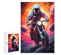 Teenagers Jigsaw Puzzles 1000 PCS Astronaut Motorcycle Ride Puzzles for Adults Hands-on Game Hand Speed Race Educational Challenge 1000 PCS