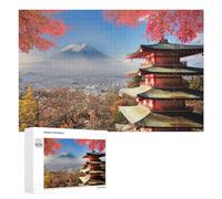 Teenagers Jigsaw Puzzles 1000 PCS Autumn in Japan Mount Fuji And Chureito Pagoda Puzzles for Adults Hands-on Game Hand Speed Race Educational Challenge 1000 PCS