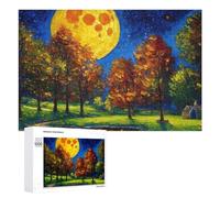 Teenagers Jigsaw Puzzles 1000 PCS Autumn Moonlit Landscape Puzzles for Adults Hands-on Game Hand Speed Race Educational Challenge 1000 PCS