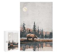 Teenagers Jigsaw Puzzles 1000 PCS Bear by The Lake Jigsaw for Adults Relaxing Games Hand Speed Race Challenging To Complete 1000 PCS