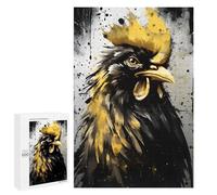 Teenagers Jigsaw Puzzles 1000 PCS Black And Gold Rooster Adult Jigsaw Relaxing Games Difficult Challenge Educational Challenge 1000 PCS