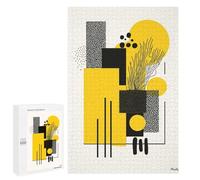 Teenagers Jigsaw Puzzles 1000 PCS Bold Yellow & Black Geometric Abstract Minimalist Art Puzzles for Adults Family Game Perfect Decoration Challenging To Complete 1000 PCS